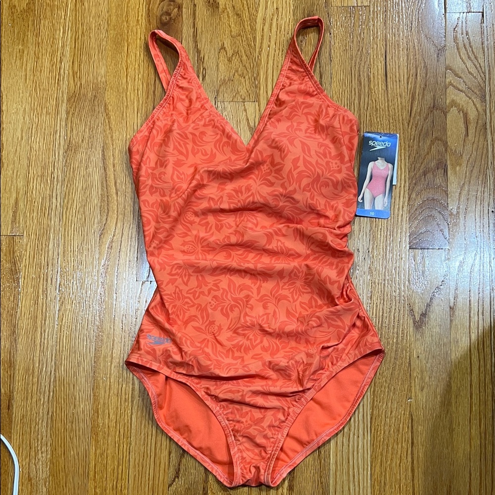 Speedo Orange Floral One-Piece Swimsuit